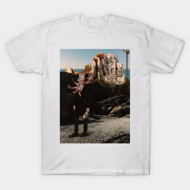 "Going for a Walk with Death" Collage Art T-Shirt by th3vasic